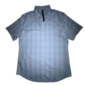 Lululemon Men's Blue Down To The Wire Short Sleeve Shirt Medium Breathable Mesh
